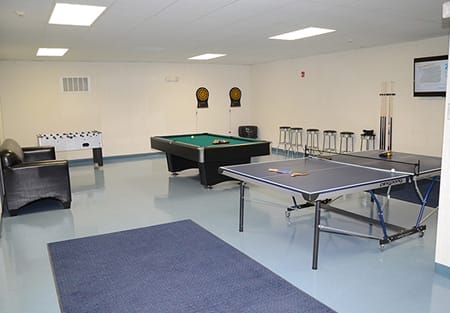 Recreation rooms for connecting with friends and colleagues