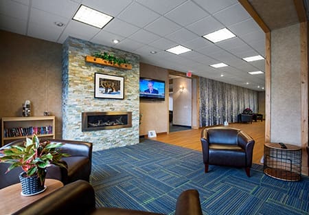 Welcoming lounges are more than you'd expect out in the fields