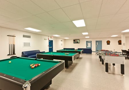 Recreation rooms for connecting with friends and colleagues