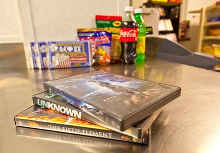 Movie night at the lodge