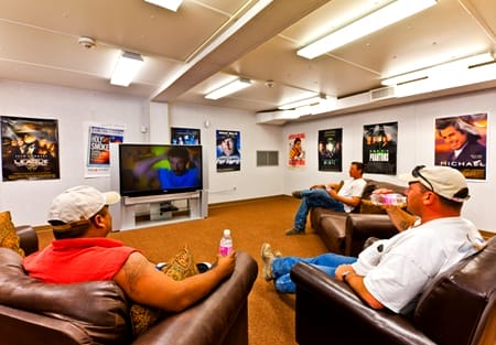 Movie night at the lodge